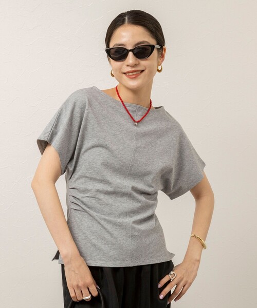 MAQWEL(マクウェル)の「【MAQWEL/マクウェル】ウォッシャブルタックドルマンT(Tシャツ/カットソー・レディース・ブラック/オレンジ/オフホワイト/グレー・FREE)」の3枚目の写真