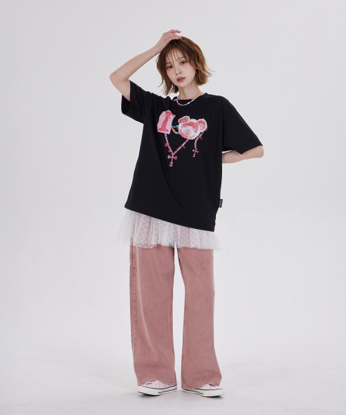 DYSFUNCT(ディスファンクト)の「I LOVE COTTON BEAR T-SHIRT(BLACK/PINK)(Tシャツ/カットソー・レディース・その他・SMALL/MEDIUM/LARGE)」の2枚目の写真