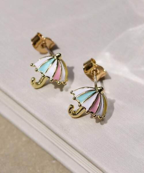 ear PAPILLONNER(イアパピヨネ)の「《WEB限定/チタンポスト》カラフル雨傘ピアス(ピアス(両耳用)・レディース・オレンジ/ベビーピンク・FREE)」の2枚目の写真