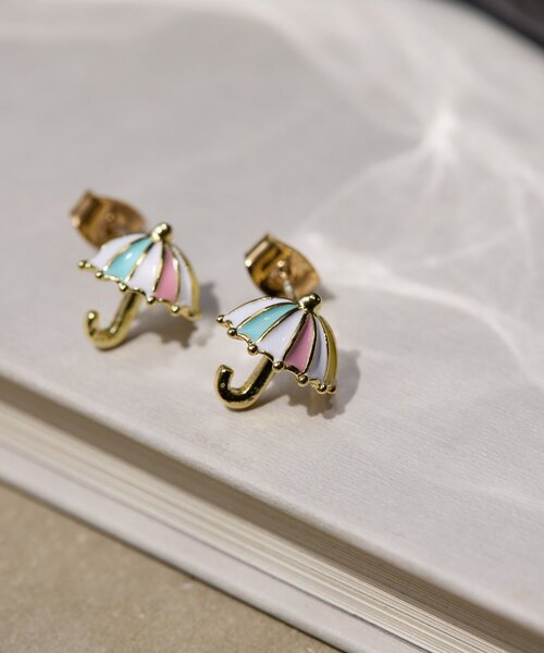 ear PAPILLONNER(イアパピヨネ)の「《WEB限定/チタンポスト》カラフル雨傘ピアス(ピアス(両耳用)・レディース・オレンジ/ベビーピンク・FREE)」の4枚目の写真