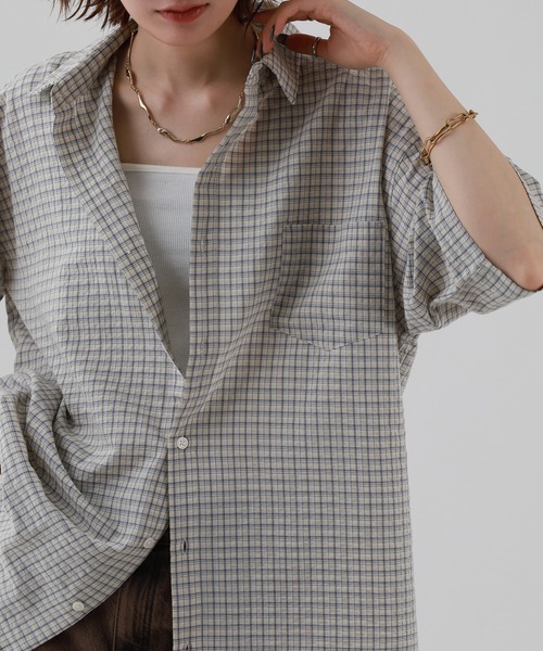 MANYMENMANYMINDS/Shiasacker check/regular collar half‑sleeve