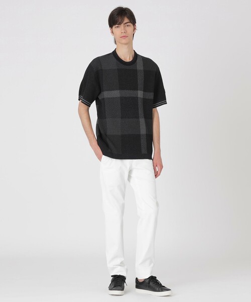 BLACK LABEL CRESTBRIDGE(ブラックレーベル・クレストブリッジ)の「【10th ANNIVERSARY】ツィーディーブラックチェックニットTシャツ(Tシャツ/カットソー・メンズ・ブラック・M/L/XL/S)」の2枚目の写真