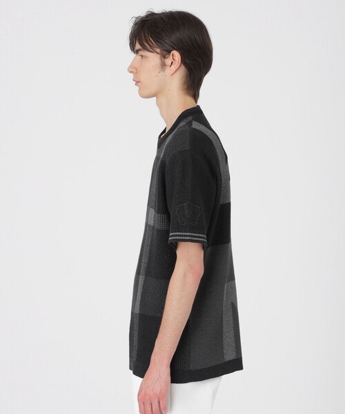 BLACK LABEL CRESTBRIDGE(ブラックレーベル・クレストブリッジ)の「【10th ANNIVERSARY】ツィーディーブラックチェックニットTシャツ(Tシャツ/カットソー・メンズ・ブラック・M/L/XL/S)」の3枚目の写真