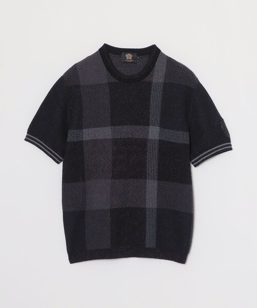 BLACK LABEL CRESTBRIDGE(ブラックレーベル・クレストブリッジ)の「【10th ANNIVERSARY】ツィーディーブラックチェックニットTシャツ(Tシャツ/カットソー・メンズ・ブラック・M/L/XL/S)」の6枚目の写真