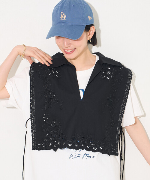 FREAK'S STORE（フリークスストア）の「インド カットワークレース ベスト（ベスト・レディース・ブラック/オフホワイト・ﾌﾘ-）」の3枚目の写真