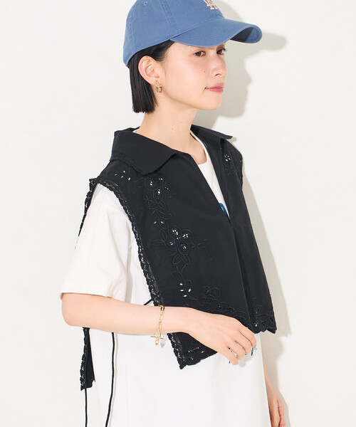FREAK'S STORE（フリークスストア）の「インド カットワークレース ベスト（ベスト・レディース・ブラック/オフホワイト・ﾌﾘ-）」の4枚目の写真