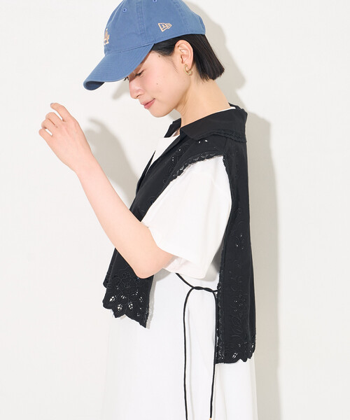 FREAK'S STORE（フリークスストア）の「インド カットワークレース ベスト（ベスト・レディース・ブラック/オフホワイト・ﾌﾘ-）」の6枚目の写真