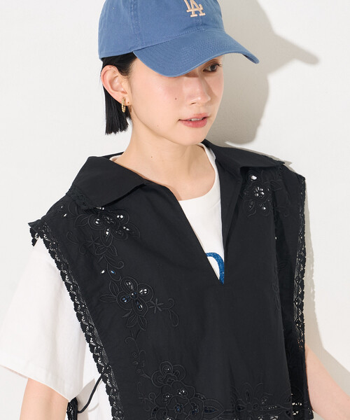 FREAK'S STORE（フリークスストア）の「インド カットワークレース ベスト（ベスト・レディース・ブラック/オフホワイト・ﾌﾘ-）」の7枚目の写真
