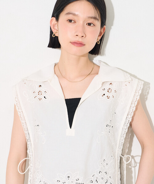 FREAK'S STORE（フリークスストア）の「インド カットワークレース ベスト（ベスト・レディース・ブラック/オフホワイト・ﾌﾘ-）」の14枚目の写真