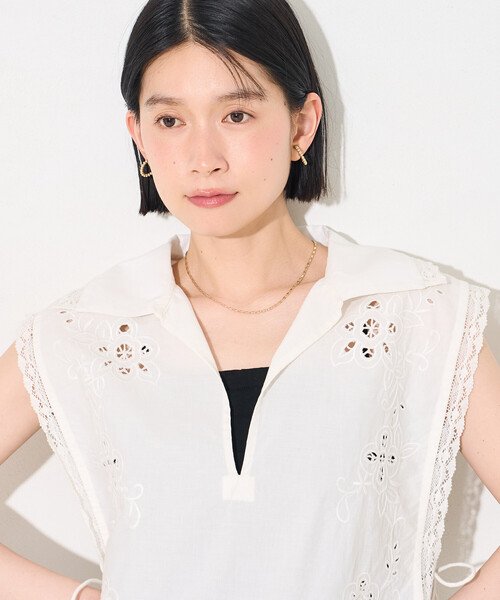 FREAK'S STORE（フリークスストア）の「インド カットワークレース ベスト（ベスト・レディース・ブラック/オフホワイト・ﾌﾘ-）」の15枚目の写真