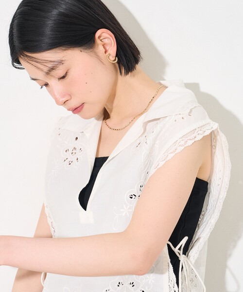 FREAK'S STORE（フリークスストア）の「インド カットワークレース ベスト（ベスト・レディース・ブラック/オフホワイト・ﾌﾘ-）」の16枚目の写真