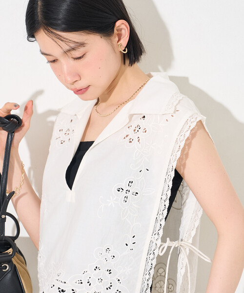 FREAK'S STORE（フリークスストア）の「インド カットワークレース ベスト（ベスト・レディース・ブラック/オフホワイト・ﾌﾘ-）」の17枚目の写真