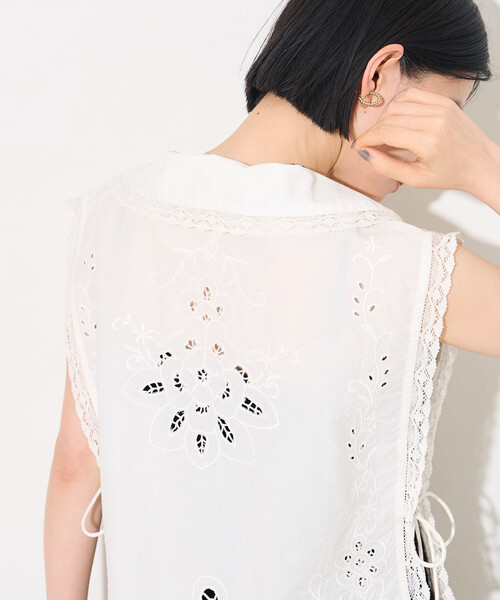 FREAK'S STORE（フリークスストア）の「インド カットワークレース ベスト（ベスト・レディース・ブラック/オフホワイト・ﾌﾘ-）」の18枚目の写真