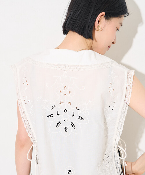 FREAK'S STORE（フリークスストア）の「インド カットワークレース ベスト（ベスト・レディース・ブラック/オフホワイト・ﾌﾘ-）」の19枚目の写真