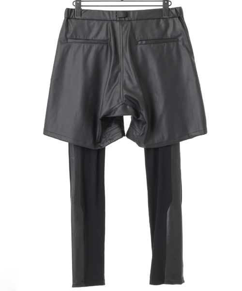 NO ID.（ノーアイディ）の「mp4179-ｼﾝｾﾃｨｯｸﾚｻﾞｰﾚｲﾔｰﾄﾞﾊｰﾌPT ﾊﾟﾝﾂ（その他パンツ・メンズ・ブラック・2/1/3）」の6枚目の写真