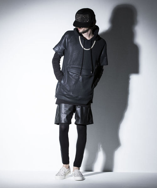 NO ID.（ノーアイディ）の「mp4179-ｼﾝｾﾃｨｯｸﾚｻﾞｰﾚｲﾔｰﾄﾞﾊｰﾌPT ﾊﾟﾝﾂ（その他パンツ・メンズ・ブラック・2/1/3）」の10枚目の写真