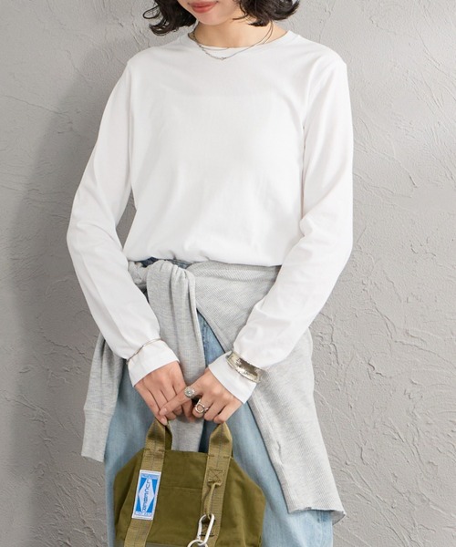 HANES（ヘインズ）の「[HANES/ヘインズ] 2P FOR HER ジャパンフィットロングスリーブパックTシャツ（Tシャツ/カットソー・レディース・ブラウン/ホワイト・L/M）」の2枚目の写真