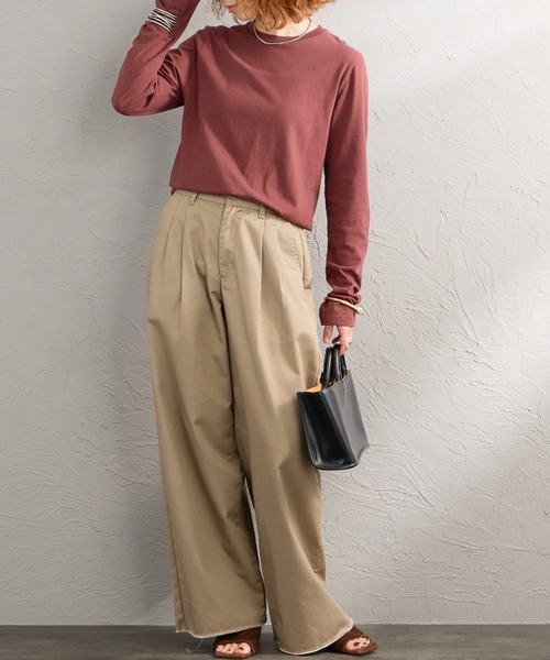 HANES（ヘインズ）の「[HANES/ヘインズ] 2P FOR HER ジャパンフィットロングスリーブパックTシャツ（Tシャツ/カットソー・レディース・ブラウン/ホワイト・L/M）」の3枚目の写真