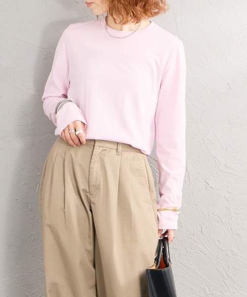 HANES（ヘインズ）の「[HANES/ヘインズ] 2P FOR HER ジャパンフィットロングスリーブパックTシャツ（Tシャツ/カットソー・レディース・ブラウン/ホワイト・L/M）」の14枚目の写真