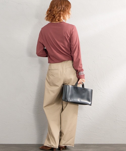 HANES（ヘインズ）の「[HANES/ヘインズ] 2P FOR HER ジャパンフィットロングスリーブパックTシャツ（Tシャツ/カットソー・レディース・ブラウン/ホワイト・L/M）」の8枚目の写真