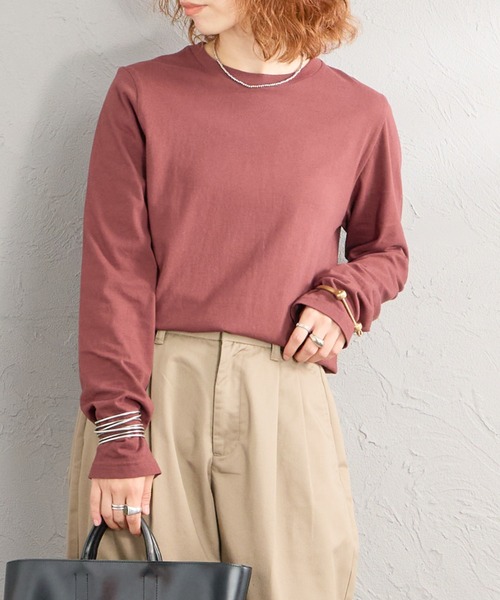 HANES（ヘインズ）の「[HANES/ヘインズ] 2P FOR HER ジャパンフィットロングスリーブパックTシャツ（Tシャツ/カットソー・レディース・ブラウン/ホワイト・L/M）」の5枚目の写真