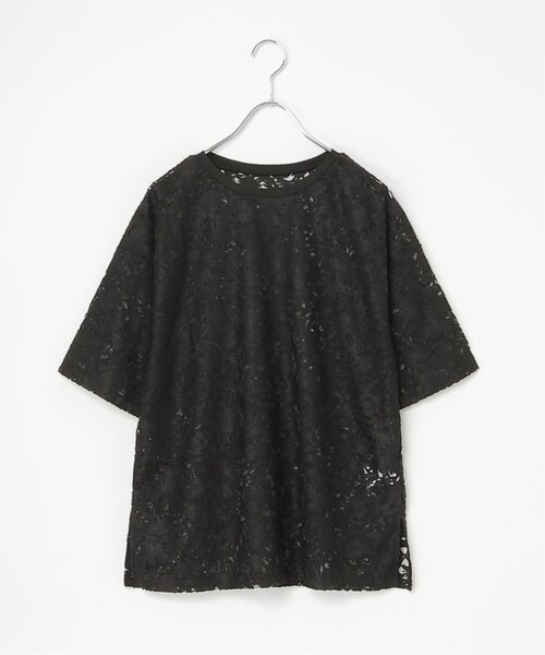 VENCEEXCHANGE(ヴァンスエクスチェンジ)の「シアーレース半袖プルオーバー(Tシャツ/カットソー・レディース・イエロー/ブラウン/オフホワイト/ブラック・FREE)」の22枚目の写真