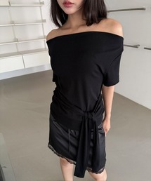 ジプソフィア　オイスター　オフショルダー 半袖カットソー ブラック最安値 オフショル ネック オフショルダー」に該当するファッション通販
