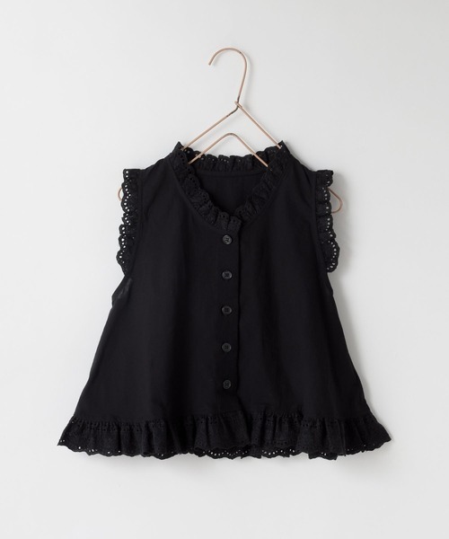 LOWRYS FARM(ローリーズファーム)の「レースノースリーブブラウス 877774(シャツ/ブラウス・キッズ・オフホワイト/ブラック・120cm/150cm/140cm/130cm/110cm)」の2枚目の写真