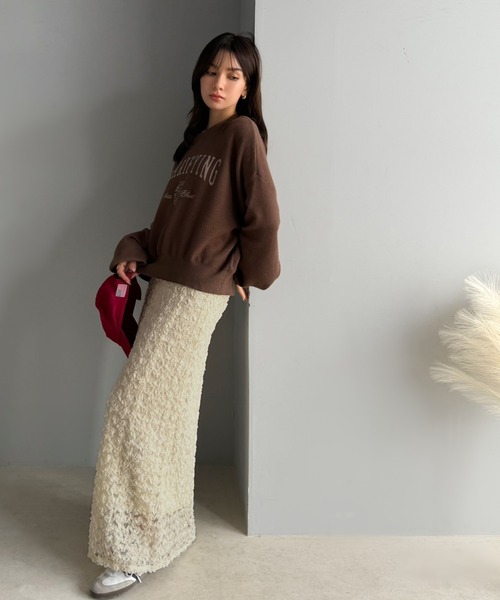 classicalelf(クラシカルエルフ)の「花びらふわり、品を添えて。ON / OFF無敵フラワーシアーチュールナロースカート(ロング丈)(スカート・レディース・アイボリー/ブラック・LARGE/MEDIUM/SMALL/X-LARGE)」の13枚目の写真