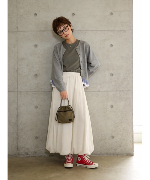 Sew loop(ソーループ)の「チェック柄裾フリルダンボールショートカーディガン(カーディガン/ボレロ・レディース・グレー/ブラック・FREE)」の14枚目の写真