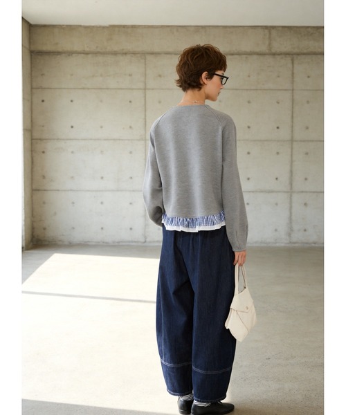 Sew loop(ソーループ)の「チェック柄裾フリルダンボールショートカーディガン(カーディガン/ボレロ・レディース・グレー/ブラック・FREE)」の8枚目の写真