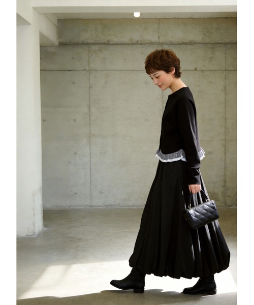 Sew loop(ソーループ)の「チェック柄裾フリルダンボールショートカーディガン(カーディガン/ボレロ・レディース・グレー/ブラック・FREE)」の10枚目の写真