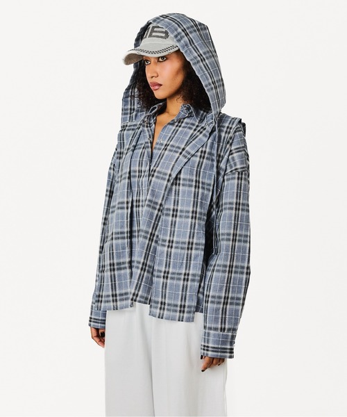 BEEDEN（ビーデン）の「MULTI BUTTON CHECK SHIRT（シャツ/ブラウス・レディース・ブラック/グレー・FREE）」の4枚目の写真