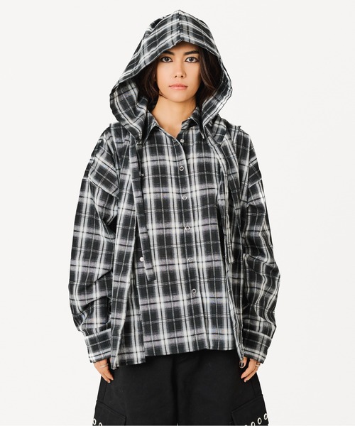 BEEDEN（ビーデン）の「MULTI BUTTON CHECK SHIRT（シャツ/ブラウス・レディース・ブラック/グレー・FREE）」の19枚目の写真
