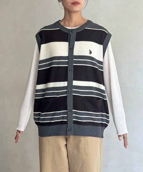 U.S. POLO ASSN.(ユーエスポロアッスン)の「クルーニットベストカーディガン(ニット/セーター・メンズ・ブラウン/ネイビー/チャコールグレー・MEDIUM/LARGE)」の8枚目の写真