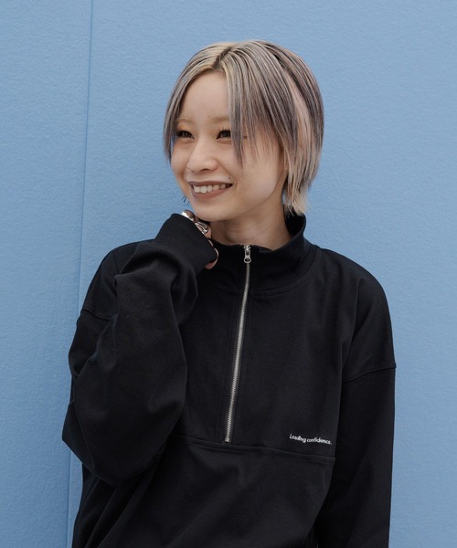 JEANASIS(ジーナシス)の「【みきのすけ企画】ハーフZIPスウェTEE/1048181(Tシャツ/カットソー・レディース・ブラック/ブラウン系その他/グレー・FREE)」の14枚目の写真