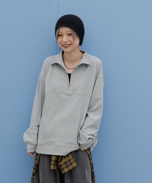 JEANASIS(ジーナシス)の「【みきのすけ企画】ハーフZIPスウェTEE/1048181(Tシャツ/カットソー・レディース・ブラック/ブラウン系その他/グレー・FREE)」の7枚目の写真