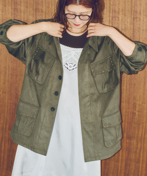 Spick & Span(スピックアンドスパン)の「ARCHIVE STANCE / アーカイブスタンス fale suede military JK(ミリタリージャケット・レディース・カーキ・FREE)」の1枚目の写真