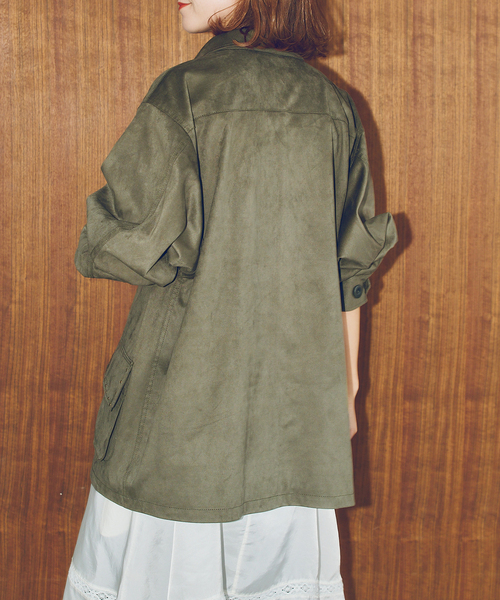 Spick & Span(スピックアンドスパン)の「ARCHIVE STANCE / アーカイブスタンス fale suede military JK(ミリタリージャケット・レディース・カーキ・FREE)」の4枚目の写真