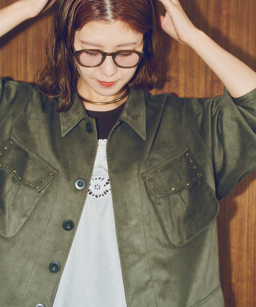 Spick & Span(スピックアンドスパン)の「ARCHIVE STANCE / アーカイブスタンス fale suede military JK(ミリタリージャケット・レディース・カーキ・FREE)」の5枚目の写真