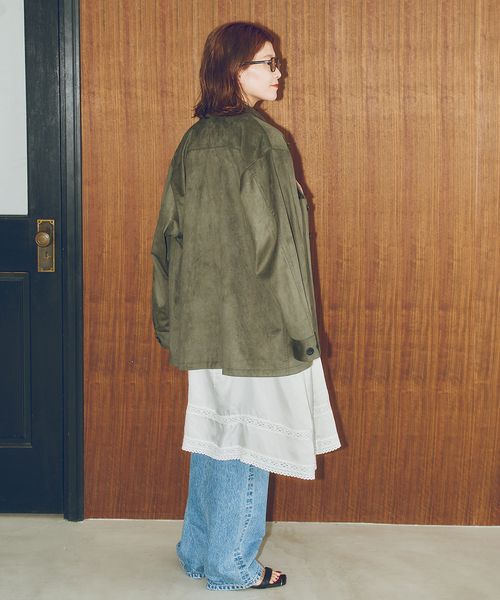 Spick & Span(スピックアンドスパン)の「ARCHIVE STANCE / アーカイブスタンス fale suede military JK(ミリタリージャケット・レディース・カーキ・FREE)」の10枚目の写真