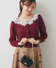 La boutique BonBon | 【お気に入り総選挙3位!・最強愛されニット】スクエアネックレース付きカーディガン(カーディガン/ボレロ)