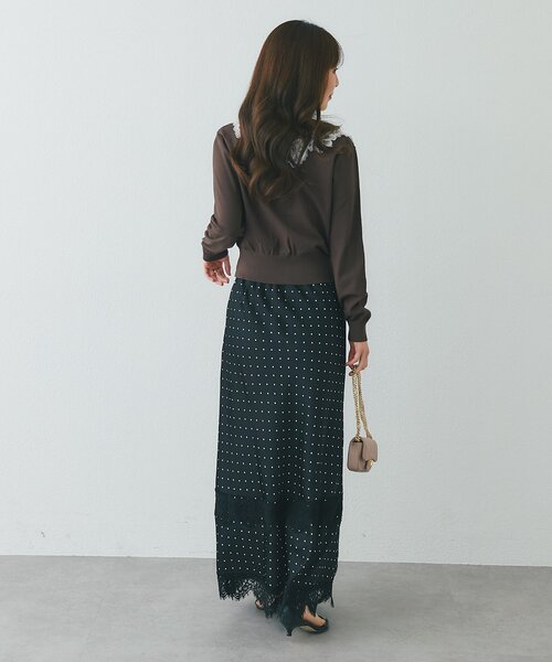 La boutique BonBon(ラブティックボンボン)の「【お気に入り総選挙3位!・最強愛されニット】スクエアネックレース付きカーディガン(カーディガン/ボレロ・レディース・ネイビー/ブラウン/オフホワイト/ボルドー・FREE)」の21枚目の写真