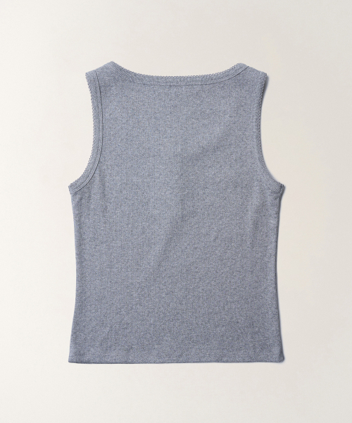 TTUDEMENT(トュードメント)の「EYELET HENLEY TANK TOP_MELANGE GREY(Tシャツ/カットソー・レディース・その他・FREE)」の3枚目の写真