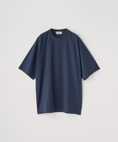 JOHN SMEDLEY(ジョンスメドレー)の「ジョーゼットジャージー モックネック半袖Tシャツ|TS959(Tシャツ/カットソー・メンズ・ダークネイビー・2)」の1枚目の写真
