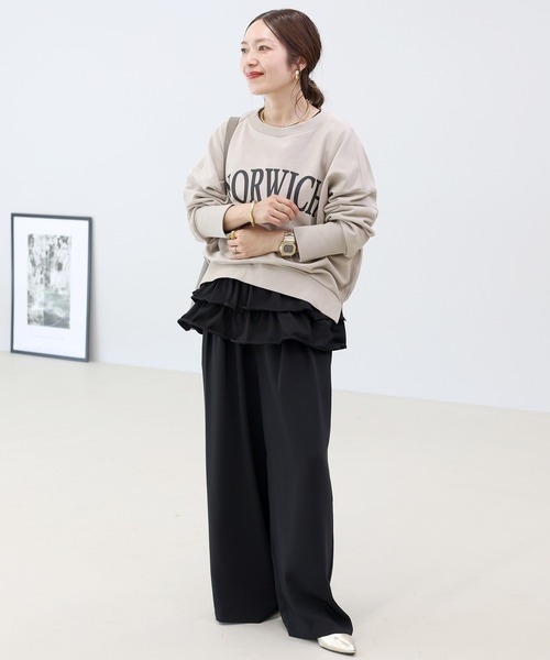 Aletta vita(アレッタビータ)の「スパン天竺裾フリル長袖プルオーバー(Tシャツ/カットソー・レディース・ブラック/オフホワイト・M)」の12枚目の写真