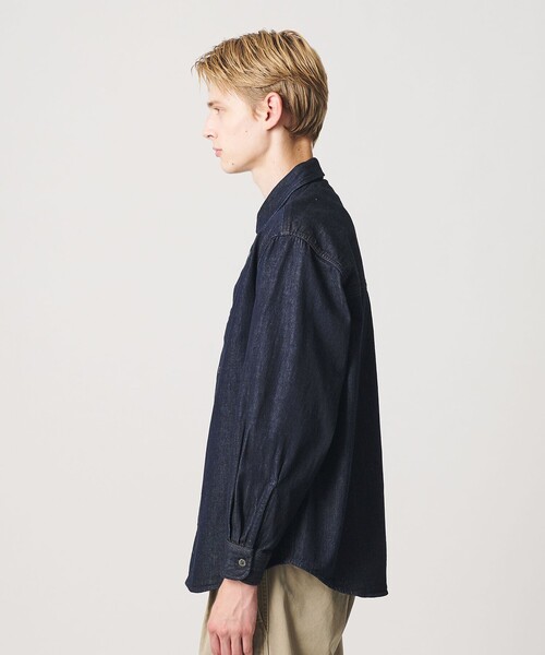 BEAUTY&YOUTH UNITED ARROWS（ビューティーアンドユースユナイテッドアローズ）の「ライト ハイツイスト デニム オーバー シャツ（シャツ/ブラウス・メンズ・ネイビー/ブラック・XL/M/L/S）」の4枚目の写真