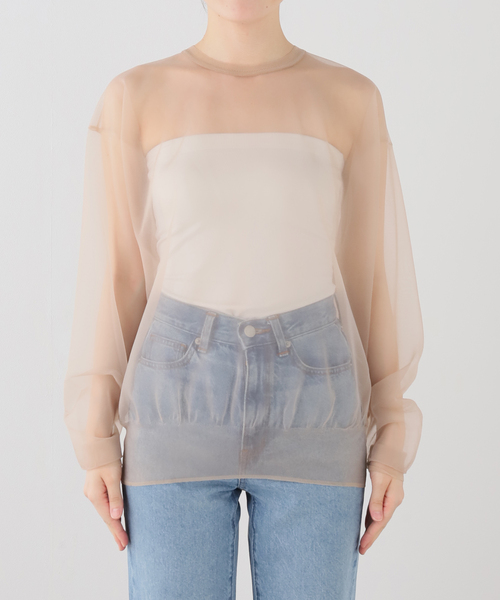 INSCRIRE(アンスクリア)の「INSCRIRE/アンスクリア Sheer Pullover Knit プルオーバー(ニット/セーター・レディース・ベージュ・FREE)」の1枚目の写真