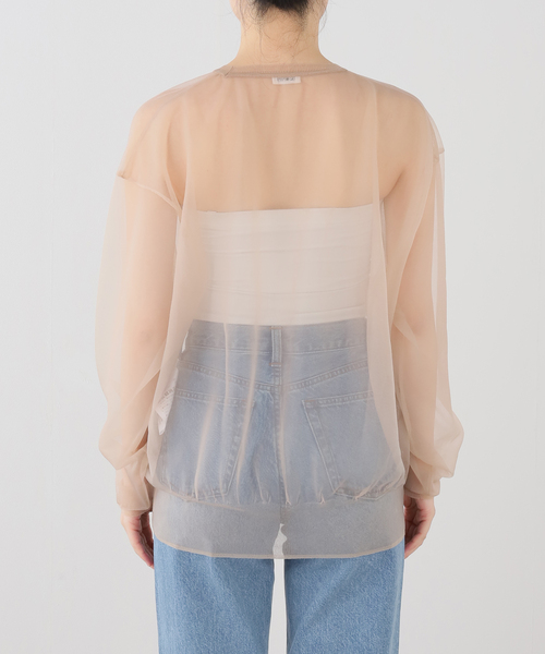 INSCRIRE(アンスクリア)の「INSCRIRE/アンスクリア Sheer Pullover Knit プルオーバー(ニット/セーター・レディース・ベージュ・FREE)」の3枚目の写真