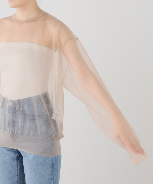 INSCRIRE(アンスクリア)の「INSCRIRE/アンスクリア Sheer Pullover Knit プルオーバー(ニット/セーター・レディース・ベージュ・FREE)」の4枚目の写真